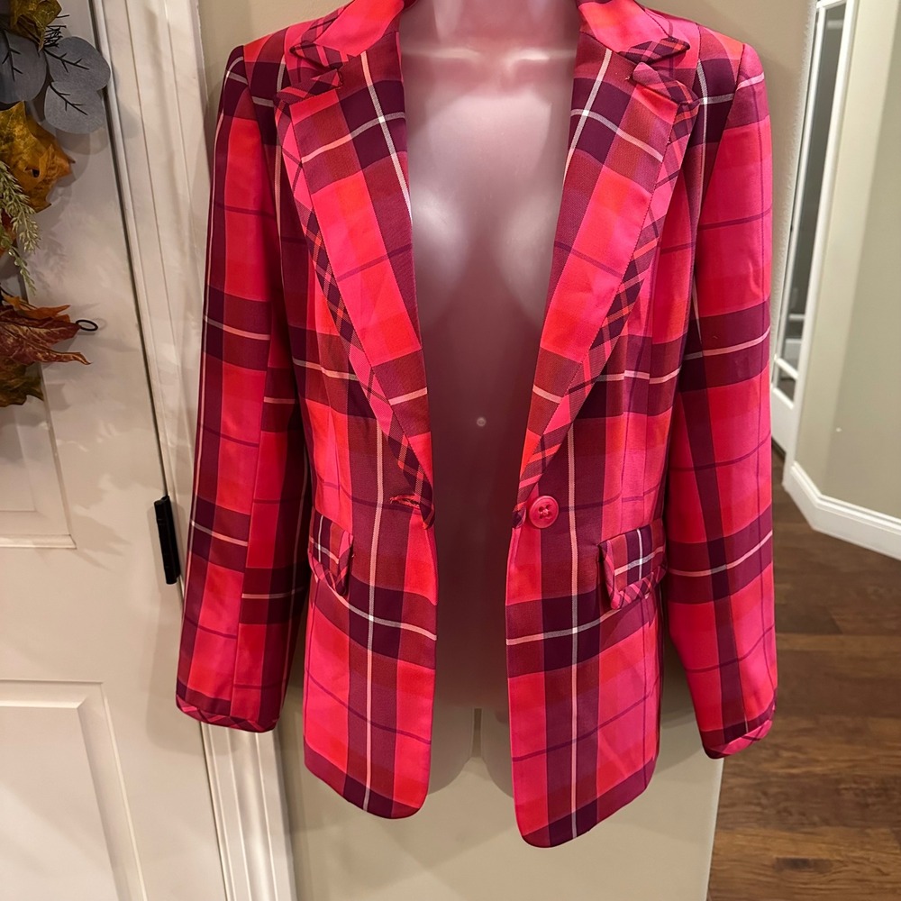 NWT Trina Turk Planet Blazer Sz 6 Plaid Career Business Party Statement Jacket - Picture 12 of 12